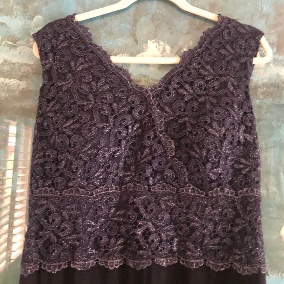 Alex Evenings Navy Sleeveless Gown Sz14P - Picture 4 of 16